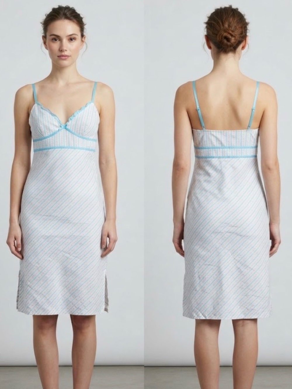 Express white and blue striped cotton Tank Slip Mini Dress - Size 8